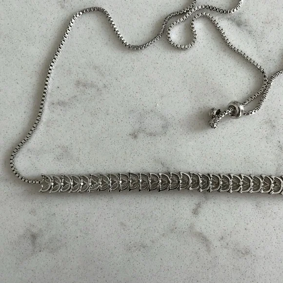 LIM LIM Marquis Cut Clear Crystal/Silver Adjustable Choker/Necklace - Picture 5 of 5